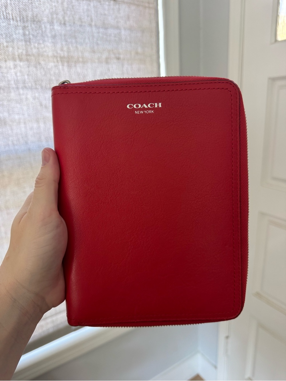 COACH Red Leather Zip Organizer Folio